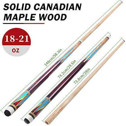 AKLOT Pool Cues | Set of 4 Pool Cue Sticks Made Canadian Maple Wood | Unique Design and Durable Cue Stick for Professional Billiard Players