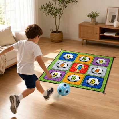 Childrens Soccer Mat, 150x150cm Velvet Soccer Target Game, Nine Grid Soccer Practice Mat 7-14, Indoor Outdoor Soccer Toys, Blue - color: Blue