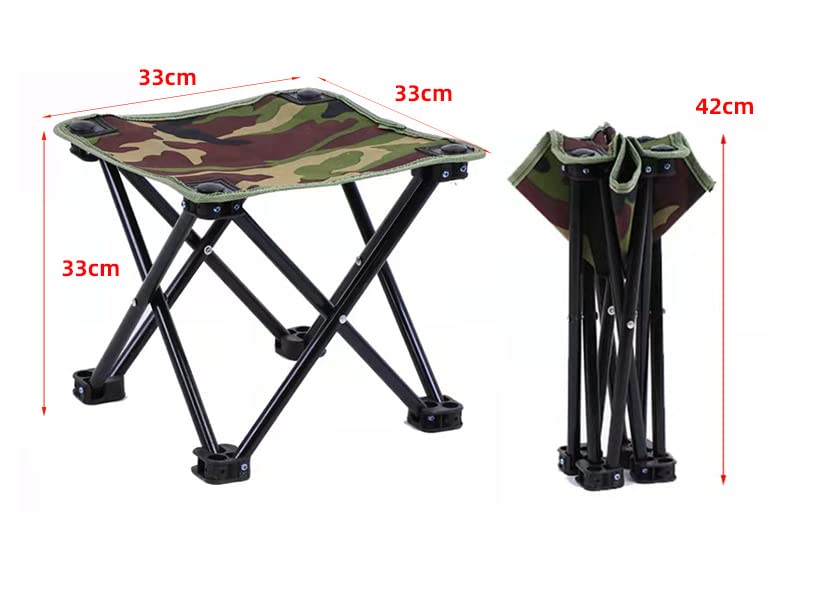 Mini Portable Folding Stool, Camping Fishing Stool for Adults Fishing Hiking Gardening and Beach with Carry Bag, Hold Up to 450lbs(Camouflage) (13" L x 13" W x 13" H) - size: 13"L x 13"W x 13"H