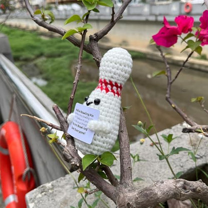 Bowling Accessories Crochet Gifts, Emotional Support Bowling Pin Office Desk Decor Decorations for Women Men (Positive Bowling Pin) - style: Positive Bowling Pin