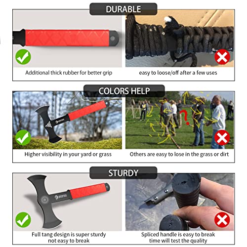 NedFoss Throwing Axes and Tomahawks with Innovative TPR Rubber Handle, 11.9" Full Tang Double Bit Throwing Axe Set with Sheath, Viking Axe Throwing Game for Recreation and Competition - color: Throwing Axes - FW