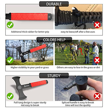 NedFoss Throwing Axes and Tomahawks with Innovative TPR Rubber Handle, 11.9" Full Tang Double Bit Throwing Axe Set with Sheath, Viking Axe Throwing Game for Recreation and Competition - color: Throwing Axes - FW