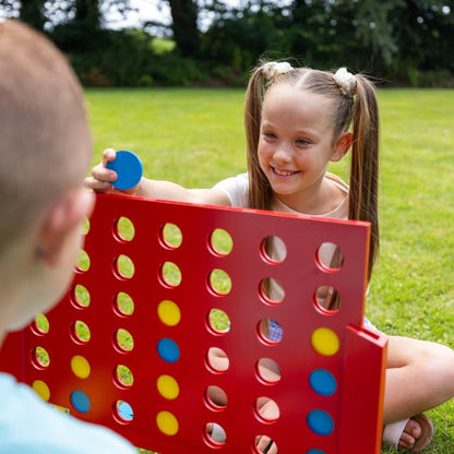 Giant 4-in-A-Row - Classic Connecting Game, Wood Set, Indoor-Outdoor Play, Travel Bag, Party-Table-Backyard Activity, Family Age 3+