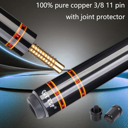 CUEELF Professional Pool Cue Stick – Handmade, Low Deflection | Solid Brass Joint Low Deflection Shaft 12.5mm Pro Tip & Inlay Ring Leather Non-Slip Wrap Precision Balanced - color: CJ-SH-07