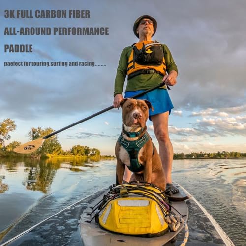 RedSnake Full Carbon Fiber Stand Up Paddleboard Oar, Carbon Fiber Blade with Adjustable 3-Piece Imitation Bamboo SUP Board Paddles Comes with a Backpack