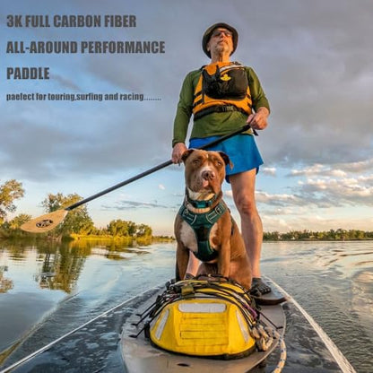 RedSnake Full Carbon Fiber Stand Up Paddleboard Oar, Carbon Fiber Blade with Adjustable 3-Piece Imitation Bamboo SUP Board Paddles Comes with a Backpack