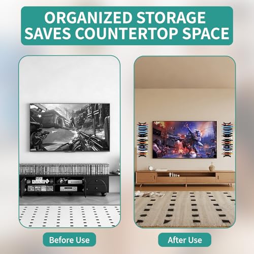 Video Game Storage Organizer Wall Mount - Metal Media Shelf Holds Up to 72 Disc Boxes, Game Case Holder for PS, Xbox, Switch, Space Saving 4-Pack Disc Holder, No Tools Needed (4-Pack)