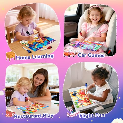 JoyCat Search and Find Activity Books, Educational Toy for Girls Ages 3-5, Preschool Learning Activities for Toddlers & Kids, Road Trip Travel Toys for Car & Airplane, Gifts for 3 4 5 6 Year Olds - style: Girl Themes