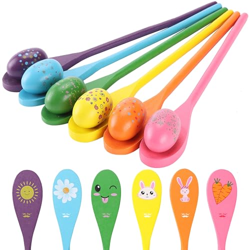 Mr. Pen- Egg Spoon Race Game Sets, 6 Sets | Wooden Balance Relay Games for Kids, Carnival, Birthday Party Games, Outdoor Easter Spring Group Game Field Day, Party Favors