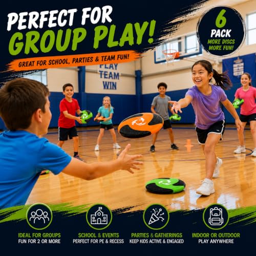 Liberty Imports 6 PCS Kids Soft Foam Flying Discs, 10" Sports Toy Throwing | Soft EVA Build, Lightweight, Textured Grip, Round Edges, Indoor & Outdoor, School Group Team Play
