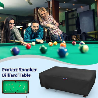 7/8/9 Feet Pool Table Cover, Billiard Table Cover for 9FT Snooker Billiard Pool Table Heavy Duty Waterproof Cover Outdoor Indoor Protection - 112 x62 x32 inchs