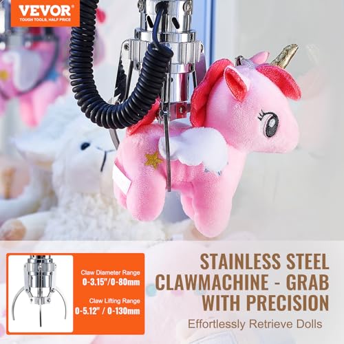 VEVOR Claw Machine, 0-3” Jaw Diameter 0-5” Jaw Lifting, Crane Prize Grabber Commercial Arcade Game Toys, Cool Fun Grab-and-Win Machine w/Light and Sound, Dispenser Vending Toy for Kids,Boys &Girls - color: White, style: Classic clip-on