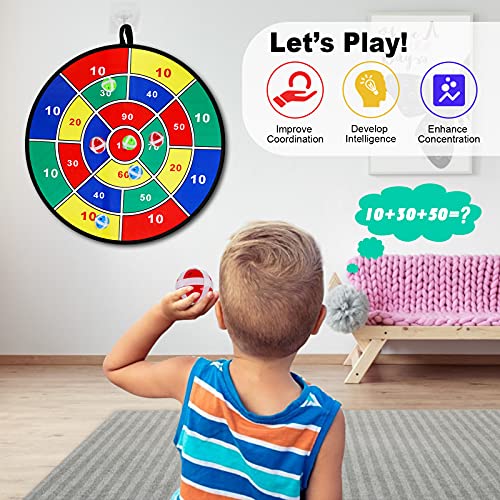 Kids Dart Board Game Set-29 inchs, Board Games with 16 Stick Balls, Summer Indoor Outdoor Toys Games for Kids Ages 4-8, Birthday Party Games Yard Toys for Kids Ages 3 4 5 6 7 8 9 10 11 - style: Dart Board