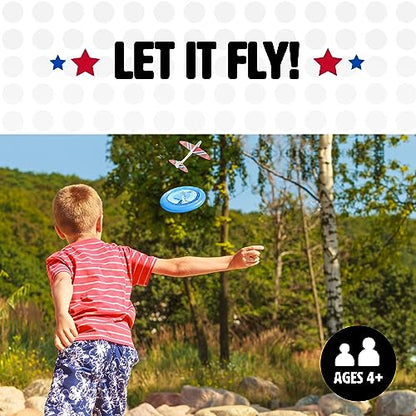 NSG Sky High Flyer Flying Disc Airplane Launcher Toy Foam Glider Plane Outdoor Flying Toys for Kids Ages 8 and Up