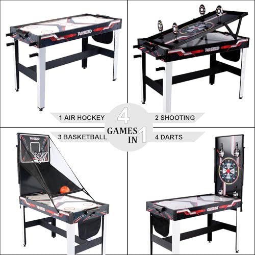 ROSEED 4 in 1 Combo Game Table for Home, Game Room, Friends & Family, Shooting Games, Air Hockey, Basketball, Darts, Multi Game Table