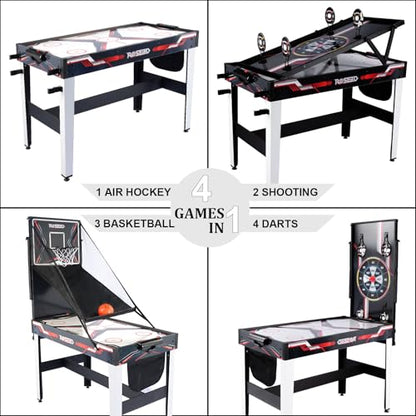 ROSEED 4 in 1 Combo Game Table for Home, Game Room, Friends & Family, Shooting Games, Air Hockey, Basketball, Darts, Multi Game Table