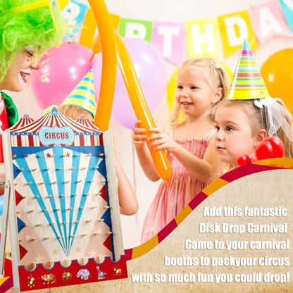 Fulmoon Disk Drop Game with 8 Disks Halloween Carnival Circus Theme Christmas Party Fun Wood Family Board Game for Birthday Party Decorations Supplies Activities(30 x 17.7 Inch) - size: 30 x 17.7 Inch