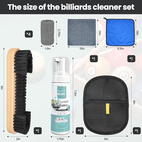 Pool Table Cleaner Kit,Billiard Cleaning Spray and Billiard Table Brush-Billiard Table Maintenance Accessory Set,Suitable for Billiard Players to Maintain the Cleanliness of Billiards