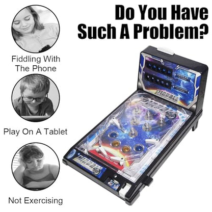 Pinball Desktop Machine with Lights & Sounds LED Digital Scoreboard Electronic Tabletop Pinball Game Retro Mini Pinballs Game Toy for Birthday Party Gift