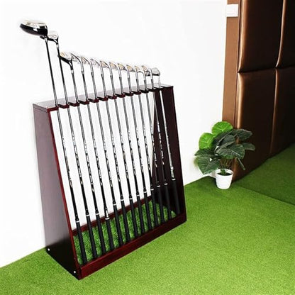 Wooden Golf Putter Stand, Golf Club Holder Stand Floor Display Rack, Golf Club Rack for Storage 13 Clubs, Golf Club Organizer for Indoor Home Office Club Simulator