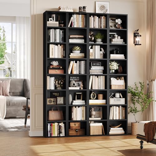 FOTOSOK 8-Tier Media Tower Rack, 11.6 X 9.3 X 70.9 Inches CD DVD Slim Storage Cabinet with Adjustable Shelves, Tall Narrow Bookcase Display Bookshelf for Home Office, Black - color: Black