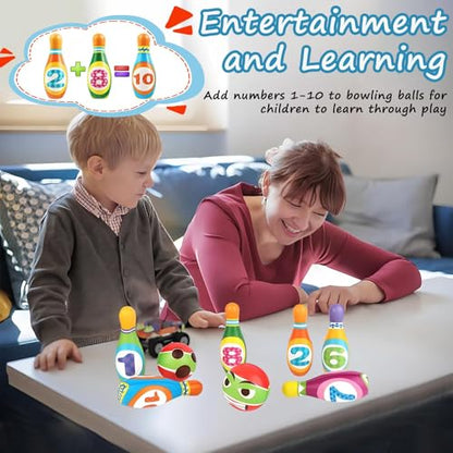 Yositochuan Kids Bowling Set Toy - 10PCS Soft Numbered Pins & 2 Foam Balls for Toddler Boys Girls Age 3-5, Indoor Outdoor Sports Game, Preschool Learning Toy, Birthday Gift for Ages 3 4 5 6