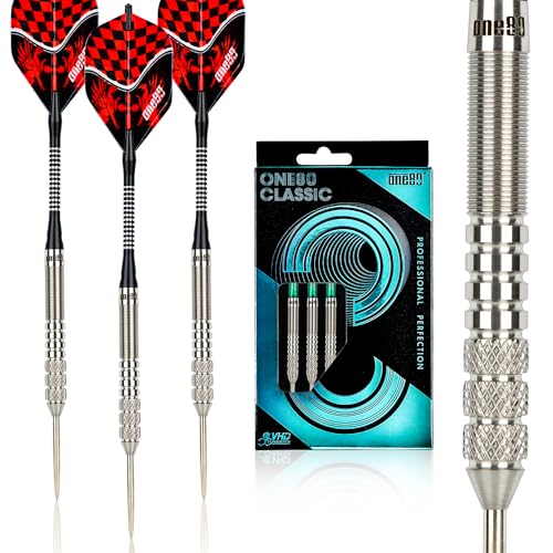 ONE80 90% VHD Steel Tip Tungsten Dart, Professional Barrel Style with Extra Flights, Shafts and Sharpener Gift Box Packaging - style: D-23g