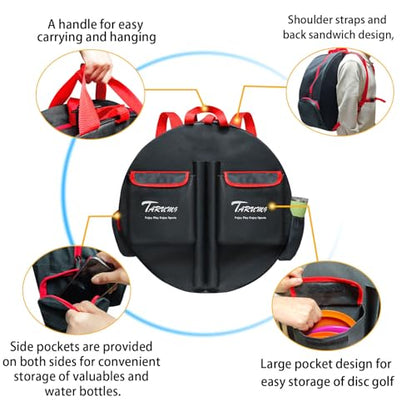 TARUMG Disc Golf Basket - Portable Disc Golf Target with Heavy Duty 24-Chains Come with Transit Bag and 3pcs Disc Golf Discs, Ground Stake -Suitable for Players of All Levels - Multi Color Available - style: Plus Orange