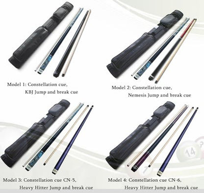 Combo Deal ! Champion Constellation Pool cue and Nemesis Jump and Break cue, Pro Taper,2X2 Cue Case, Two Champion Gloves - size: Jump break cue 19oz, Playing cue 18oz, style: Model 2