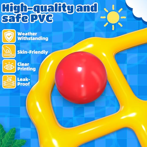 MGparty Pool Games Toys Set - Inflatable Tic Tac Toe Pool Toy with 10 Balls - Summer Outdoor Water Fun for Kids Adults Teens Family Swimming Pool Float Beach Backyard Party Game (2-10 Players)