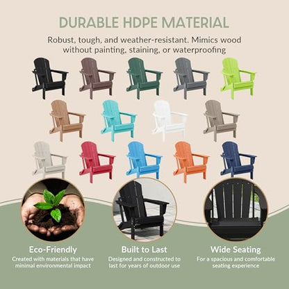 WestinTrends Malibu HDPE Outdoor Patio Folding Poly Adirondack Chair, Black - color: Black, size: 1 Chair