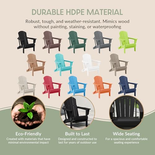 WestinTrends Malibu 2 Piece Set Outdoor Folding Poly Adirondack Chair, Black - color: Black, size: 2 Chair