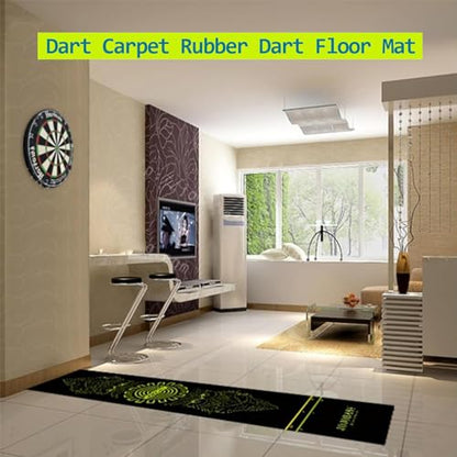 Shot Darts Dart Mat with Throw Line, Dart Points and Flooring Protector, Non-Curling & Shock Absorbing, Rubber Material (9.6 Feet x 2.2 Feet)