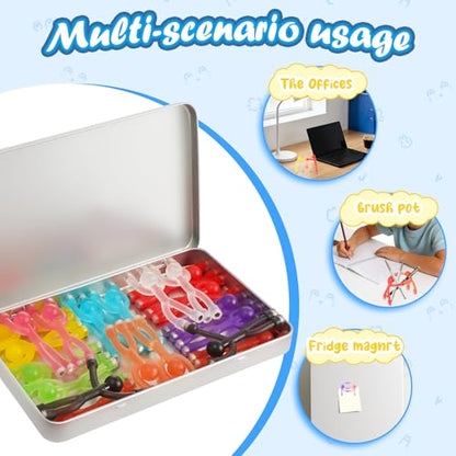 20Pcs Magnetic Men Figures Toys Set with Metal Storage Box, Portable Fidget Toys for Kids Travel, Road Trip Activities Airplane Car, Classroom Educational Games, Birthday Stocking Stuffers Gifts