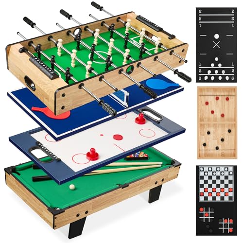 Best Choice Products Multi-Game Table Series – Interactive Game Tables for Kids with Foosball, Air Hockey, Billiards, Ping Pong & More | Childrens - color: 11-in-1 Light Wood