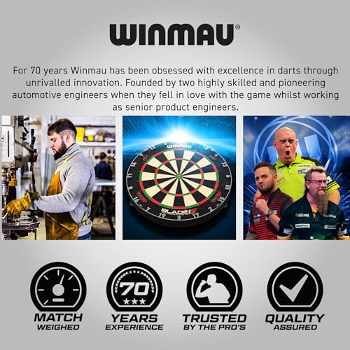 WINMAU Diamond Plus Dartboard - PDC Tournament Dart Board with High-Density Sisal & Reduced Bounce-Out Wiring - Available as Board Only, Surround Set or Cabinet Set with Steel Tip Darts
