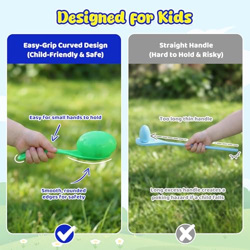 LovesTown Egg Spoon Race Game Set for Outdoor Yard Party Favors, Wooden Balance Relay Games for Kids & Family Activity Carnival Birthday Granny Pants Yard Limbo Field Day Party Game - size: Small