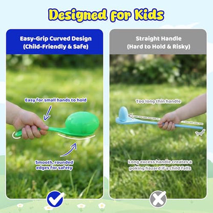 LovesTown Egg Spoon Race Game Set for Outdoor Yard Party Favors, Wooden Balance Relay Games for Kids & Family Activity Carnival Birthday Granny Pants Yard Limbo Field Day Party Game - size: Small