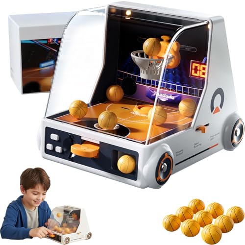Mini Desktop Basketball Shooting Game,2026New Mini Basketball Game with 10 Basketballs+12 GameCoins+Scoring Sound&Visual Effects,Table Top Games Machine for Adults Kids 5-12 (Standard, Rechargeable) - color: Standard, size: Rechargeable