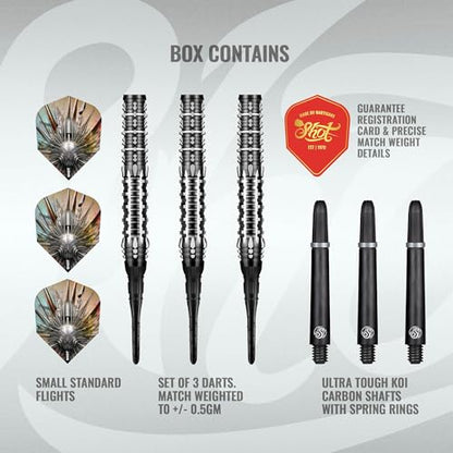 Shot! - Gnarly Shredda 90% Tungsten Soft Tip Darts Set Center Weighted for Electronic Dartboard 20gm, Professional Soft Tip Darts Set for Electronic Dartboard Made in New Zealand