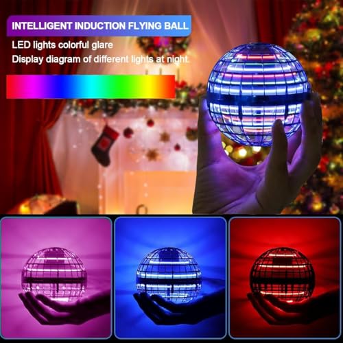 2 Pack-2025 Upgraded Flying Orb Ball Toy, Hover Boomerang Ball Spinner Mini Drone - Magic Floating Galactic Fly Spinning Orb, for Boys Girls and 6-12 Age Kids - color: Blue+red