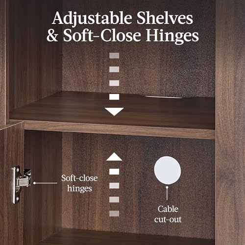 Best Choice Products 72" Tall Narrow Arched Pantry Cabinet w/Reeded Door, 4-Tier Bookshelf, Armoire, Hutch, Bookcase, Storage Cabinet w/Adjustable Shelves, for Dining Room and Livingroom - Walnut - color: Narrow - Walnut