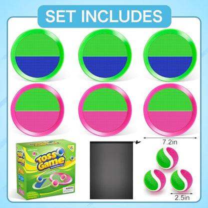 Outdoor Toys for Kids Ages 3-5, 4-8, 8-12 - Ball Catch Game for 3 4 5 6 7 8 -12 Year Old Boys Girls, Outside Toss Game Set for Beach, Pool, Yard - Toddlers Birthday Gifts Easter Basket Stuffers(6Pcs) - style: 6 Paddles 3 Balls