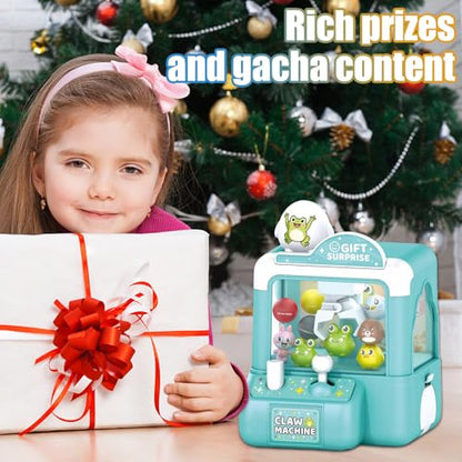 Mini Claw Machine for Kids Small Vending Machine Toys Adorable Animal Theme Arcades Game Party Toy Birthday Gifts for Children,3.7X5.1in - color: Green
