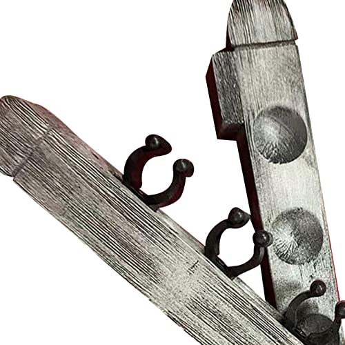 2Pcs 4 Pool Cue Rack Storage Table Rods Clip Bracket Wall Mounted Solid Wood Cue Rack Holder for Billiard Clubs Game Room Pool Bars Players - color: Grey