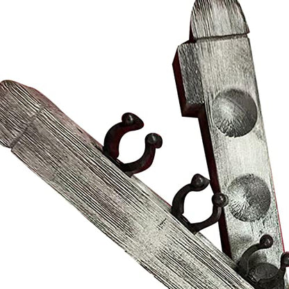 2Pcs 4 Pool Cue Rack Storage Table Rods Clip Bracket Wall Mounted Solid Wood Cue Rack Holder for Billiard Clubs Game Room Pool Bars Players - color: Grey