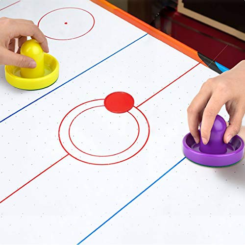 Coopay Air Hockey Pushers and Pucks, Air Hockey Paddles with Felt Bottoms, Goal Handles Paddles Replacement Accessories with a Drawstring Bag for Game Tables (4 Striker, 8 Red Puck Pack) - color: White, Pink, Yellow, Purple