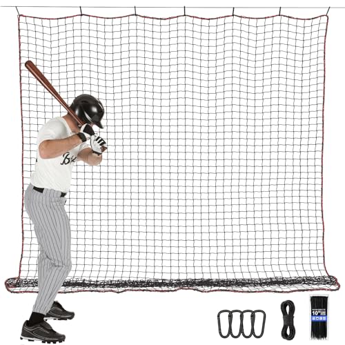 BaseGoal Baseball & Softball Backstop Nets, Heavy Duty Sports Practice Nets, Sports Netting Barrier,DIY Ball Net,Hitting Net for Baseball, Hockey, Soccer, LAX and More - size: 10x10ft