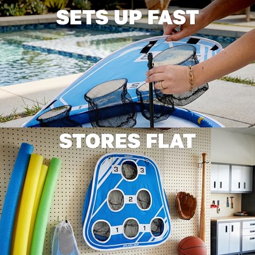 GoSports Splash Skip Floating Pool Cornhole Game – Stone Skipping Swimming Pool Game for Adults & Family – Water Cornhole Game for Pools & Lakes - style: Versus (2 Targets)