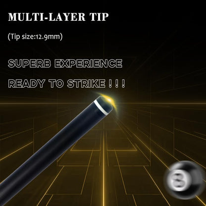 100% Carbon Fiber Shaft Billiard Cue 58" 19-21oz 1/2 Joint Carbon Fiber Pool Cue Stick 12.9mm Cue Tip - color: Yellow
